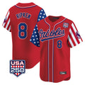 Pouc B.Orioles #8 Cal Ripken Player Red USA 250 Independence Day Vapor Premier Limited Home Game Stitched Jerseys