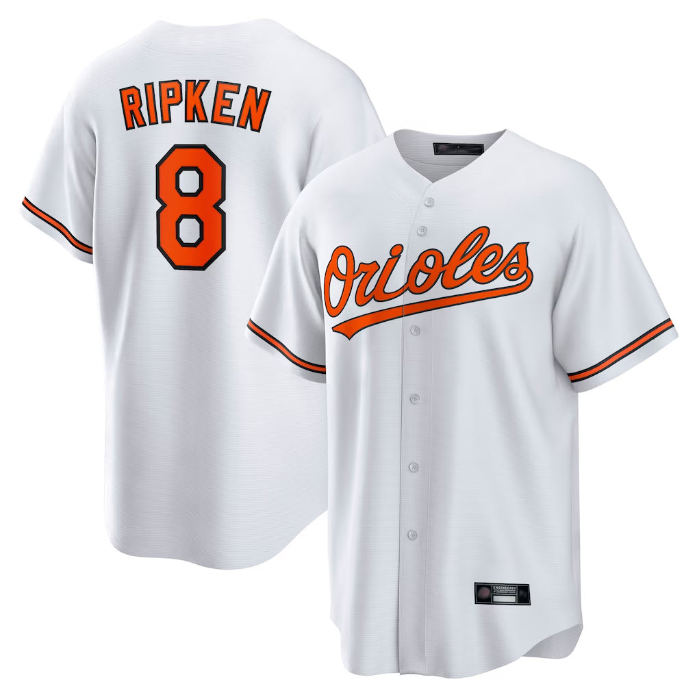 Pouc B.Orioles #8 Cal Ripken Player White Home Game Stitched Jerseys