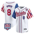 Pouc B.Orioles #8 Cal Ripken Player White USA 250 Independence Day Vapor Premier Home Game Stitched Jerseys