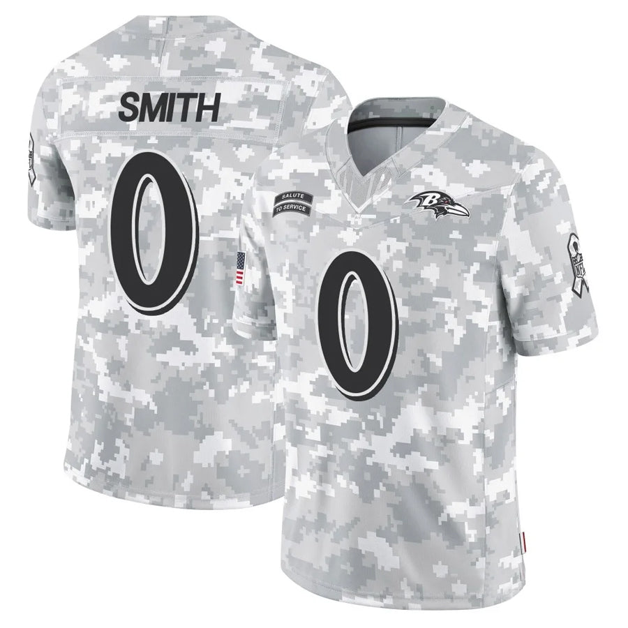 Pouc B.Ravens #0 Roquan Smith Player Arctic Camo Salute to Service Limited Stitched Jerseys