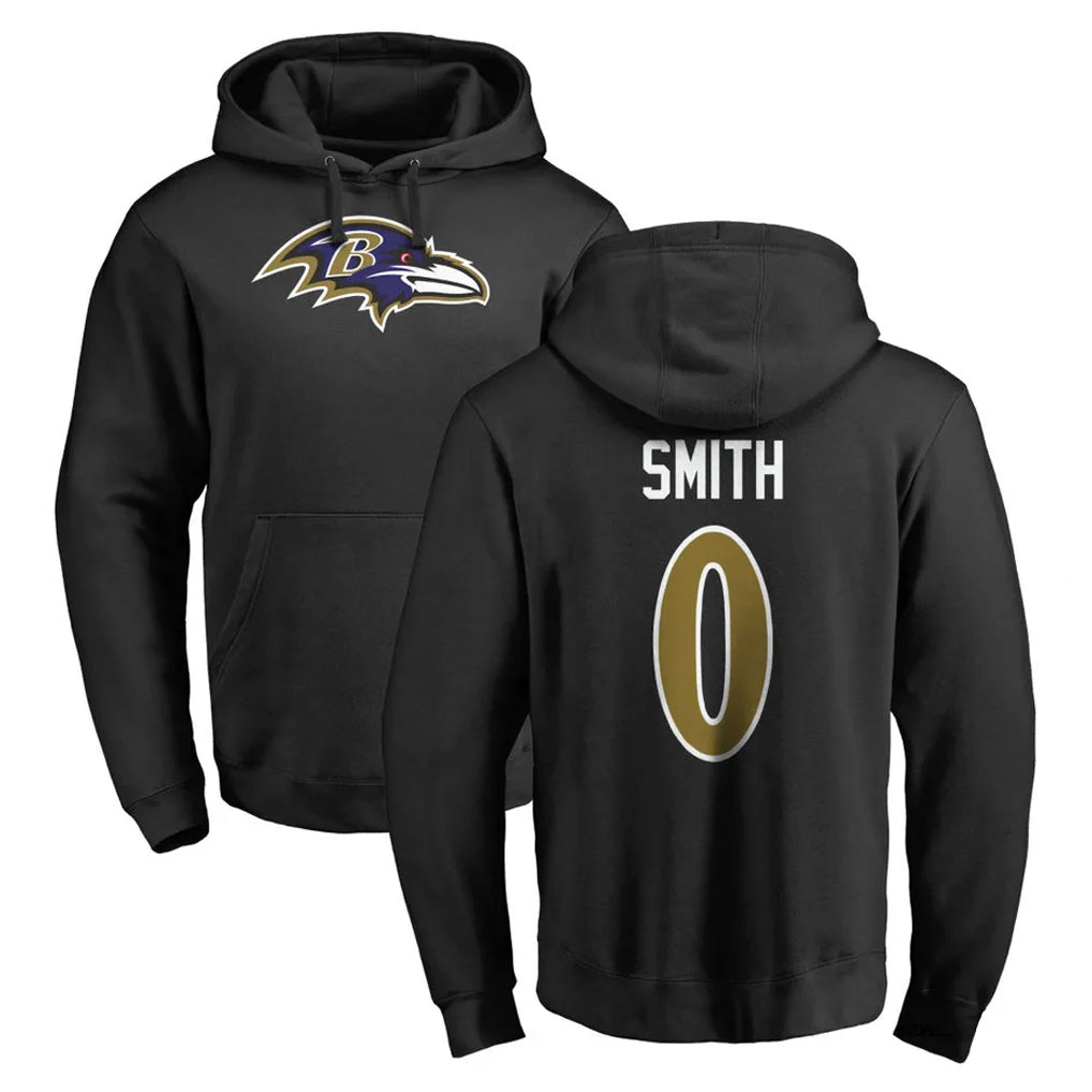 Pouc B.Ravens #0 Roquan Smith Player Black Pullover Hoodie Stitched Jerseys