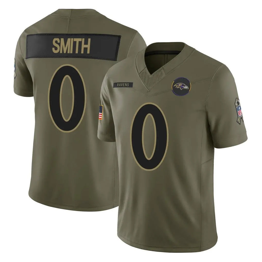 Pouc B.Ravens #0 Roquan Smith Player Olive Salute To Service Limited Home Game Stitched Jerseys