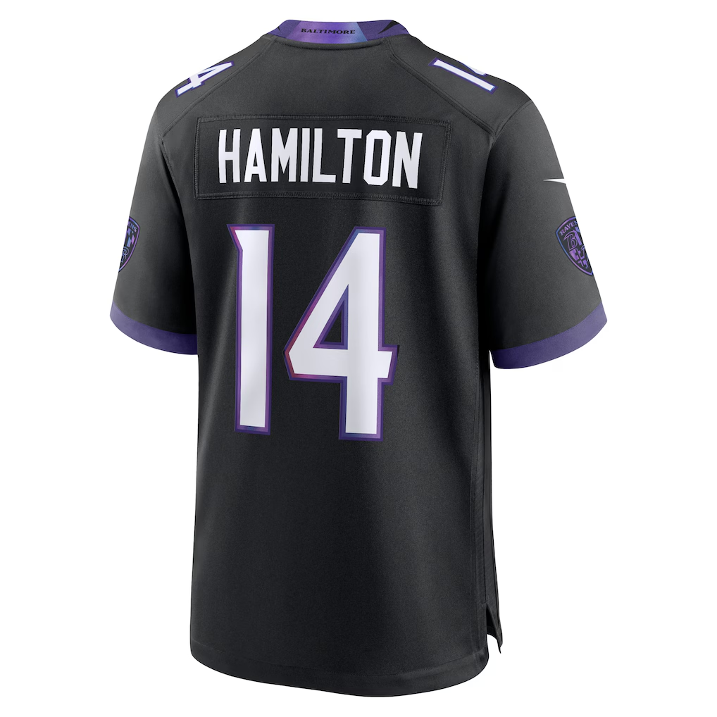 Pouc B.Ravens #14 Kyle Hamilton Black Alternate Game Stitched Jerseys