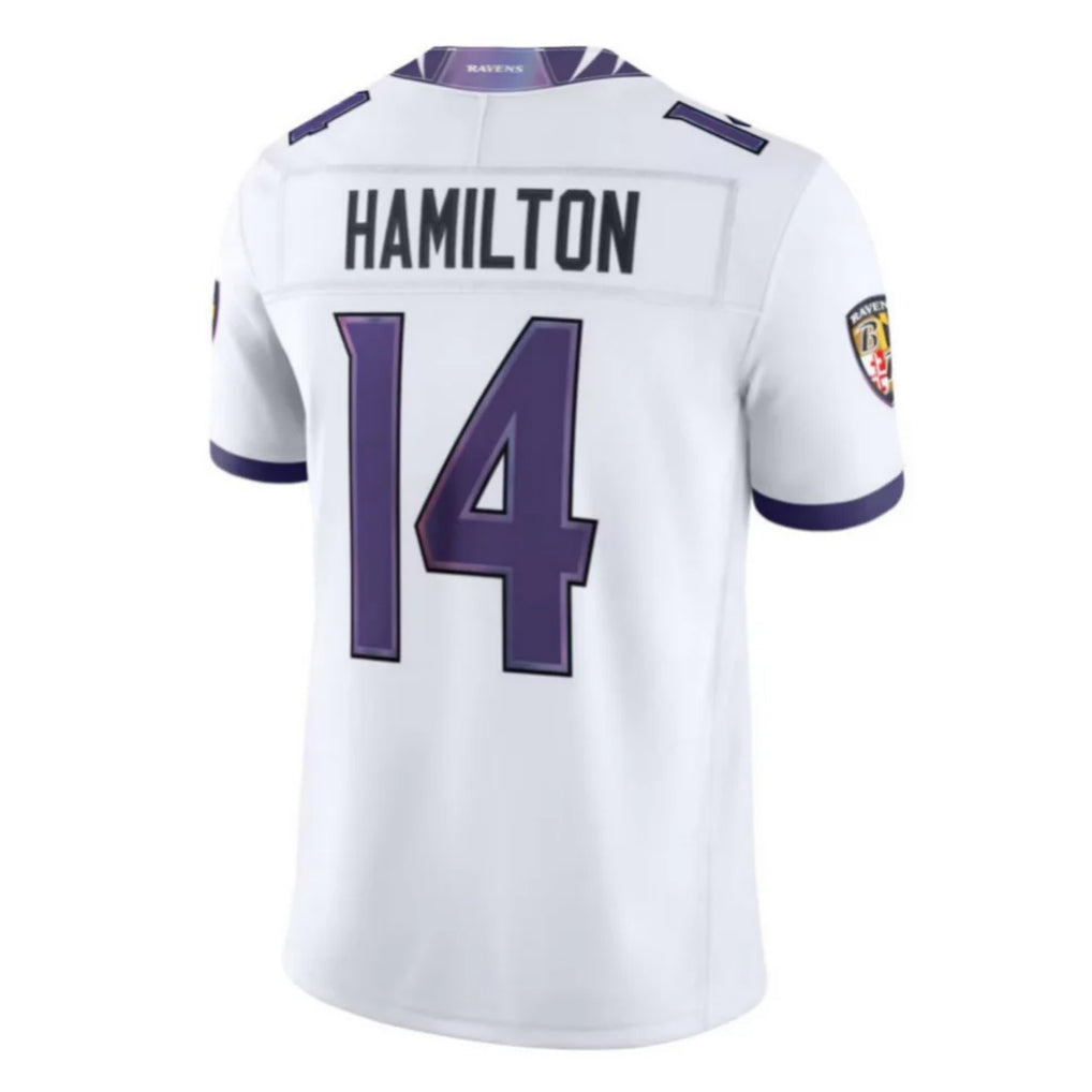 Pouc B.Ravens #14 Kyle Hamilton Player White Limited Elite Home Game Stitched Jerseys