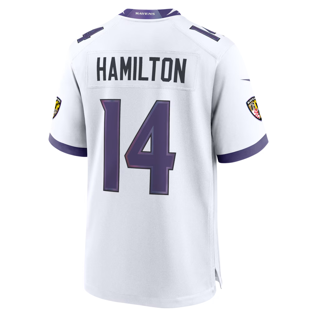 Pouc B.Ravens #14 Ravens Kyle Hamilton White Game Stitched Jerseys
