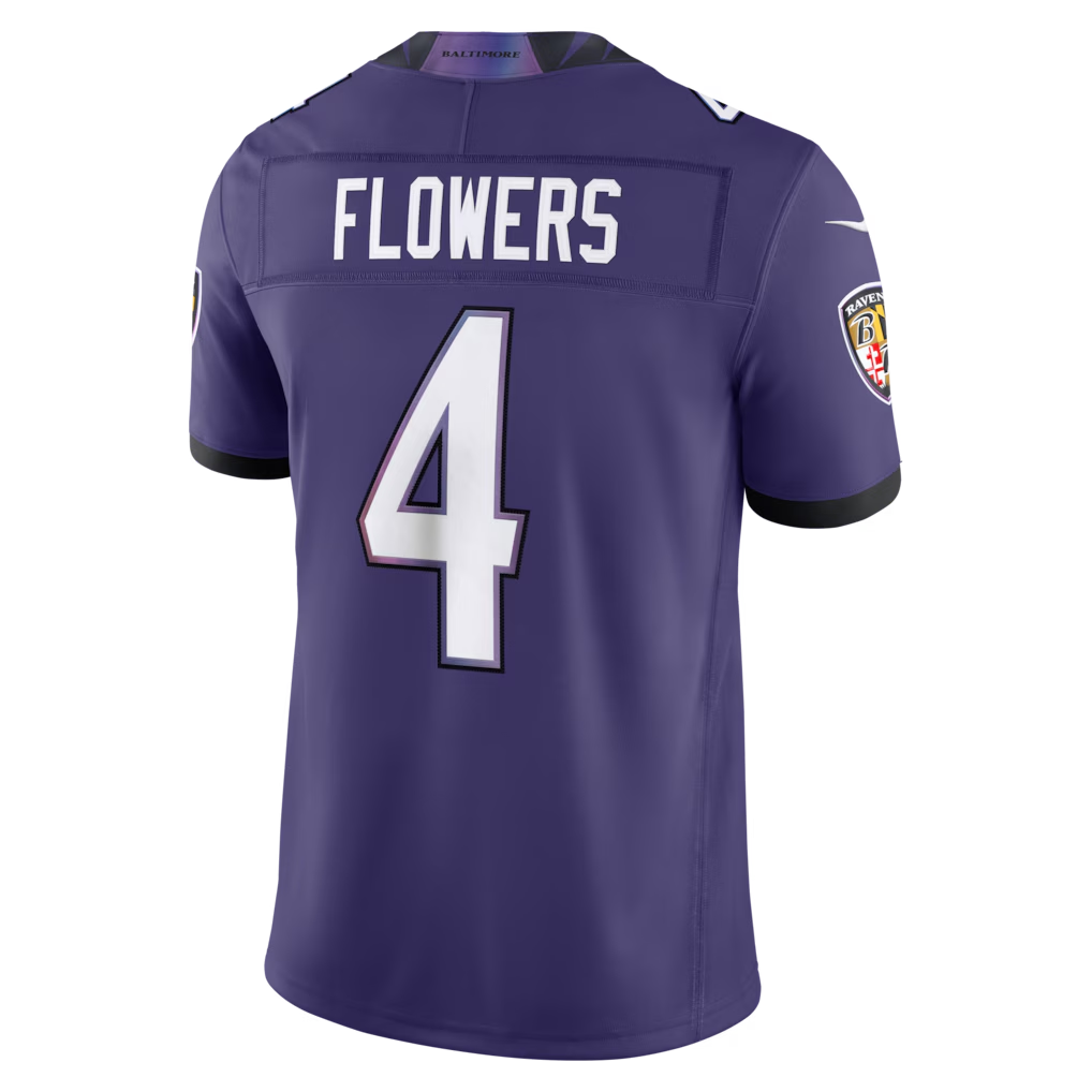 Pouc B.Ravens #4 Zay Flowers Purple Team Vapor F.U.S.E. Stitched Limited Jerseys