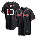 Pouc B.Red Sox #10 Trevor Story Player Black Out Home Game Stitched Jerseys