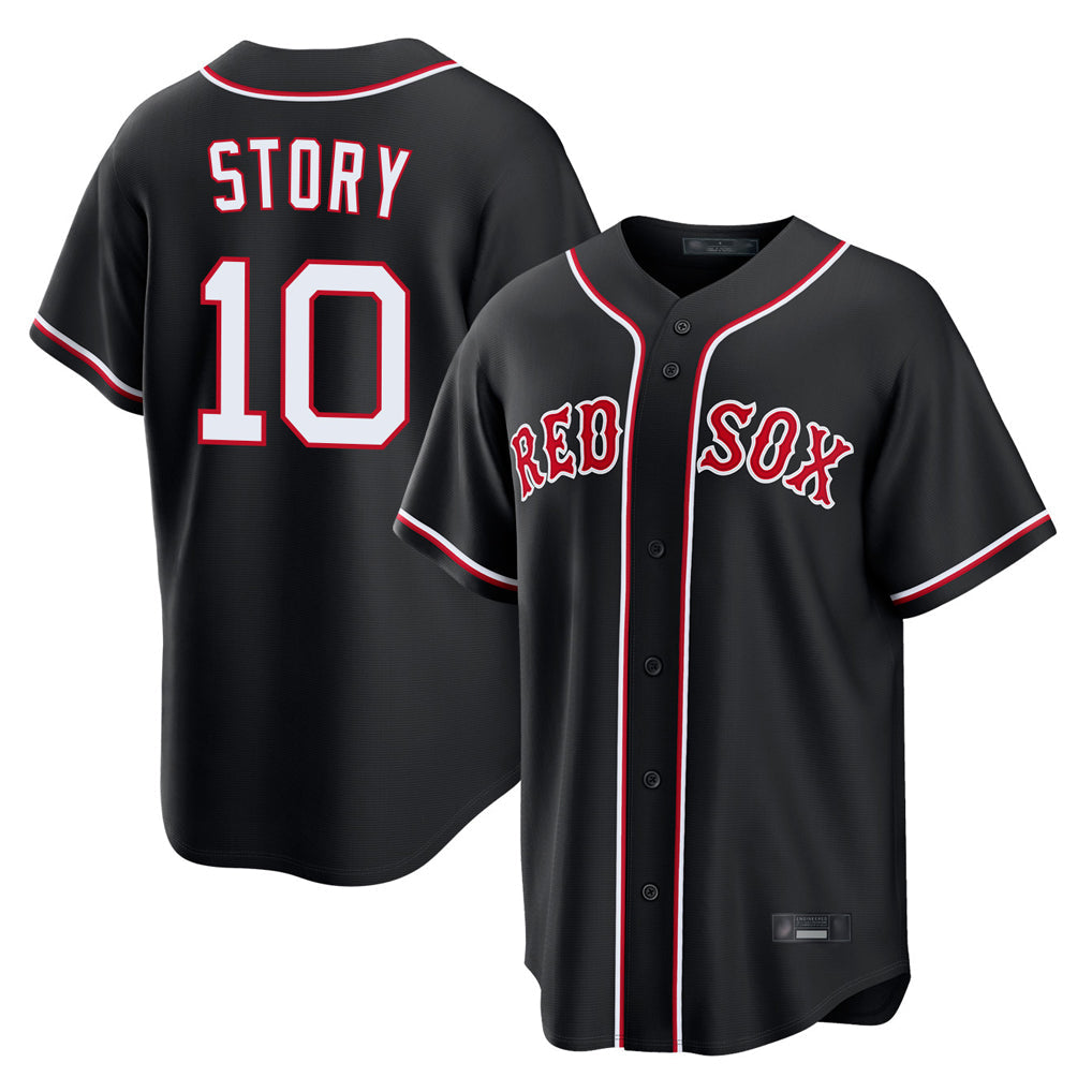 Pouc B.Red Sox #10 Trevor Story Player Black Out Home Game Stitched Jerseys