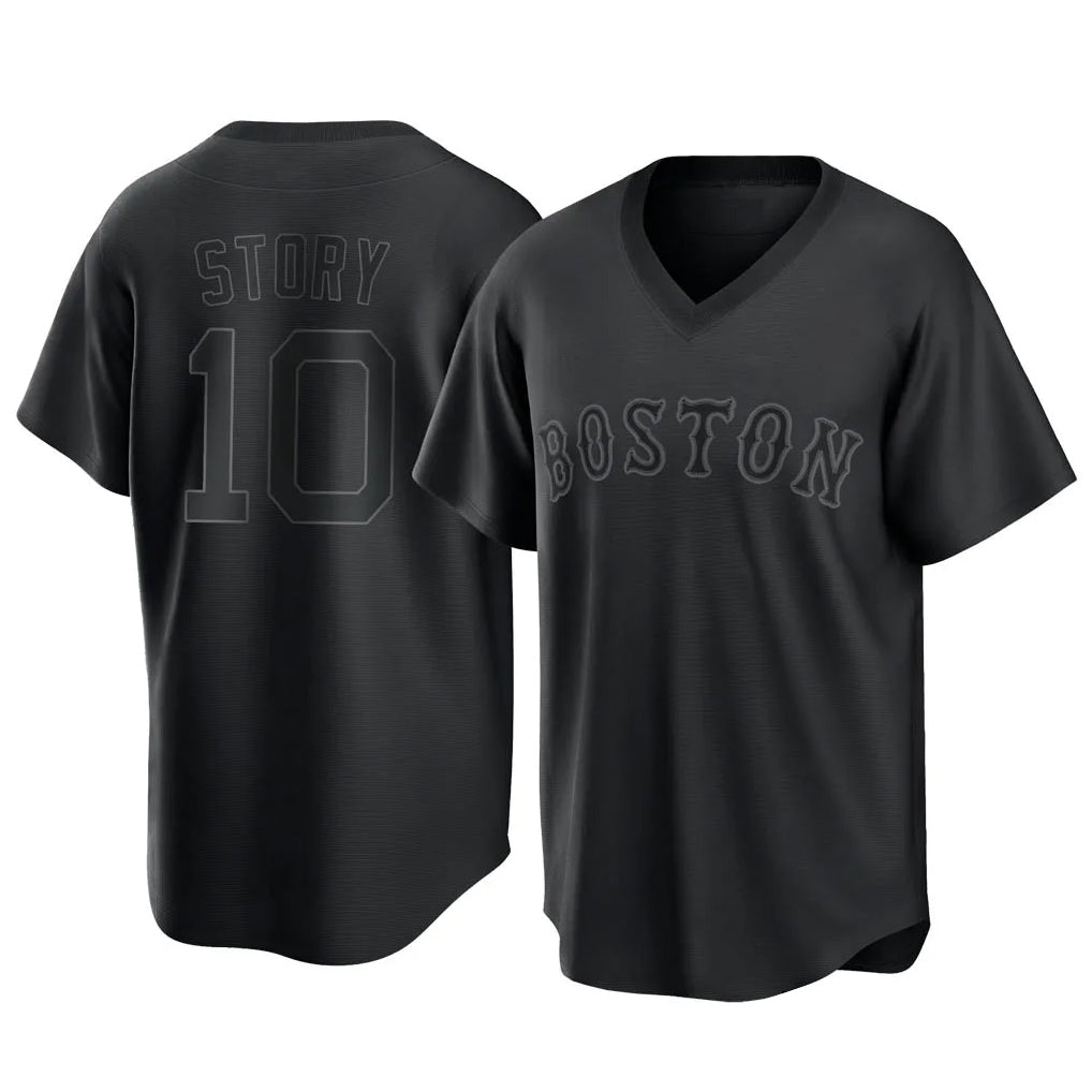 Pouc B.Red Sox #10 Trevor Story Player Black T-shirt Home Game Stitched Jerseys