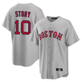 Pouc B.Red Sox #10 Trevor Story Player Gray Road Home Game Stitched Jerseys