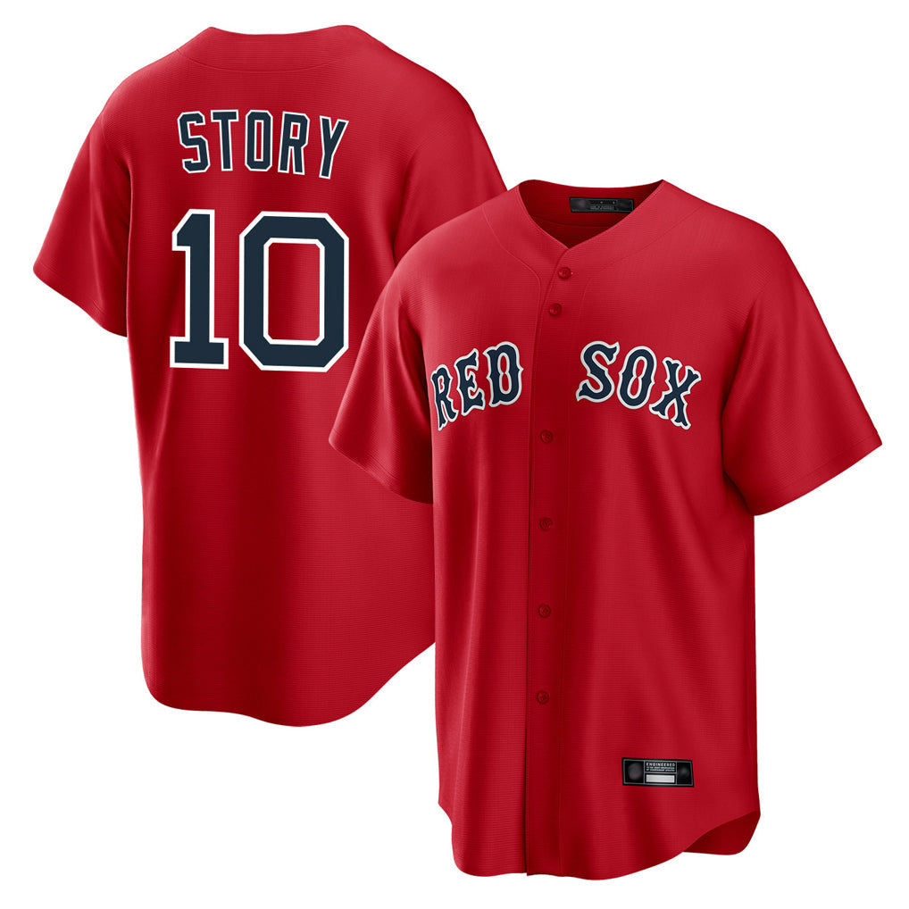 Pouc B.Red Sox #10 Trevor Story Player Red Home Game Stitched Jerseys