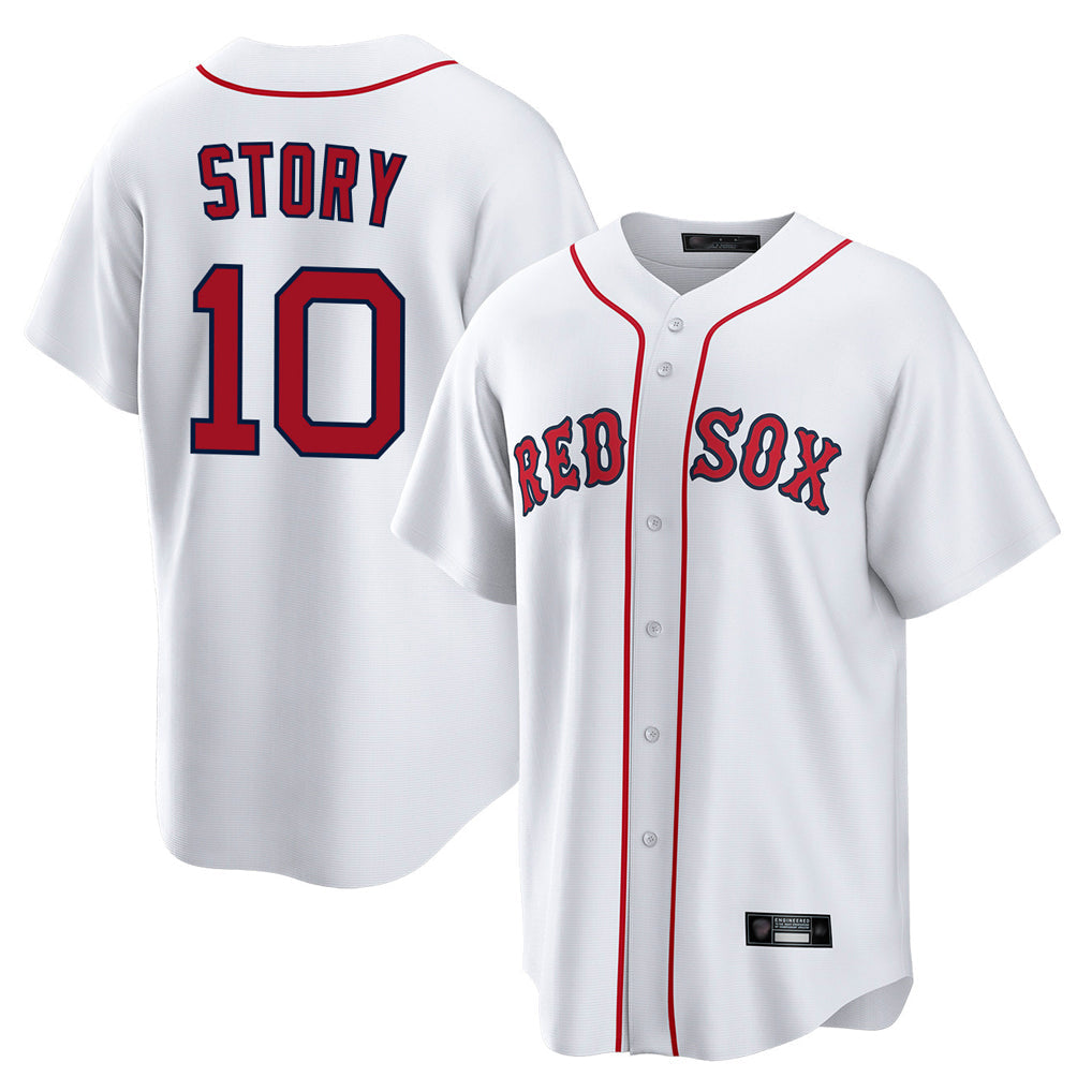 Pouc B.Red Sox #10 Trevor Story Player White Home Game Stitched Jerseys