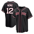Pouc B.Red Sox #12 Connor Wong Player Black Out Home Game Stitched Jerseys