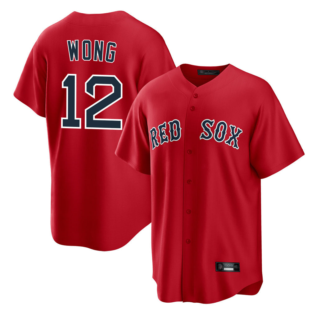 Pouc B.Red Sox #12 Connor Wong Player Red Home Game Stitched Jerseys