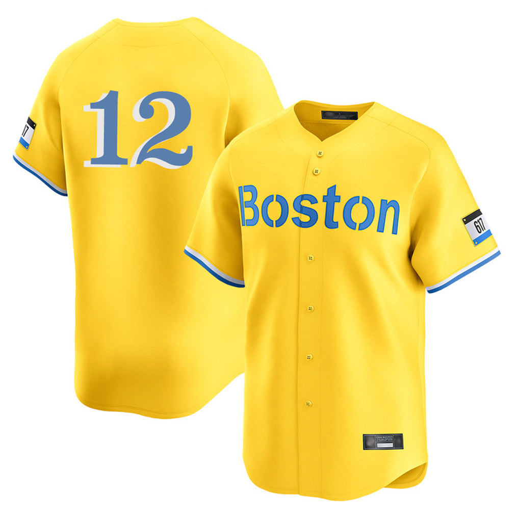 Pouc B.Red Sox #12 Connor Wong Player Yellow Limited Home Game Stitched Jerseys