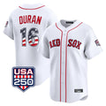 Pouc B.Red Sox #16 Jarren Duran Player White USA 250 Fourth of July Limited Home Game Stitched Jerseys