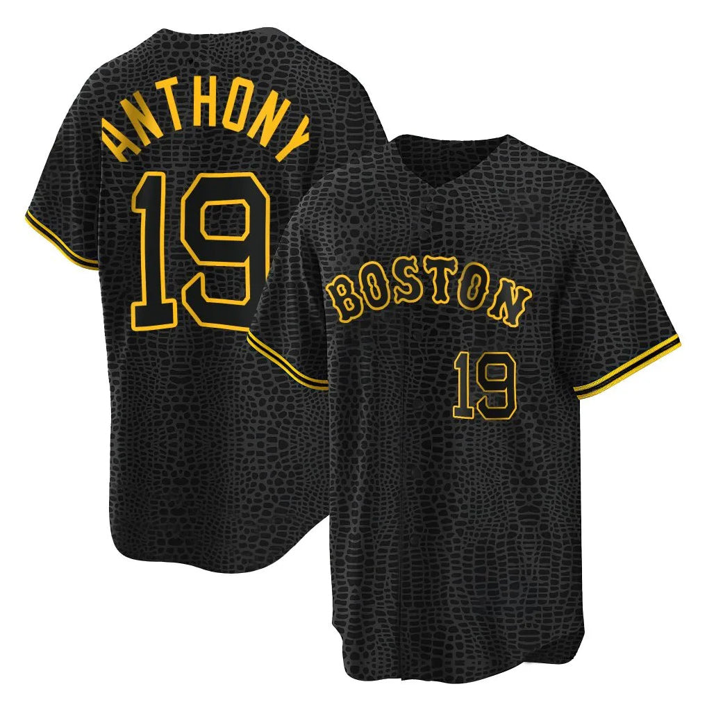 Pouc B.Red Sox #19 Roman Anthony Player Black Snake Skin City Home Game Stitched Jerseys