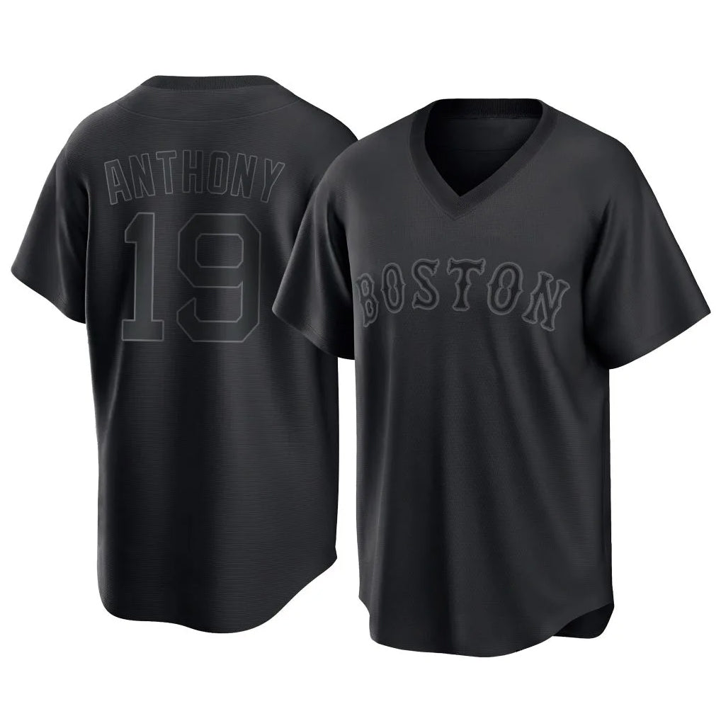 Pouc B.Red Sox #19 Roman Anthony Player Black T-shirt Home Game Stitched Jerseys
