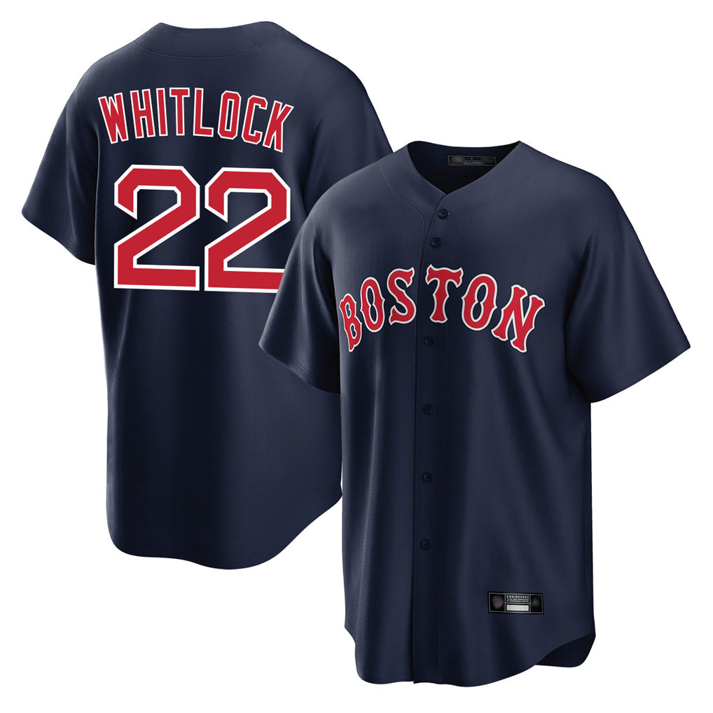 Pouc B.Red Sox #22 Garrett Whitlock Player Navy Home Game Stitched Jerseys