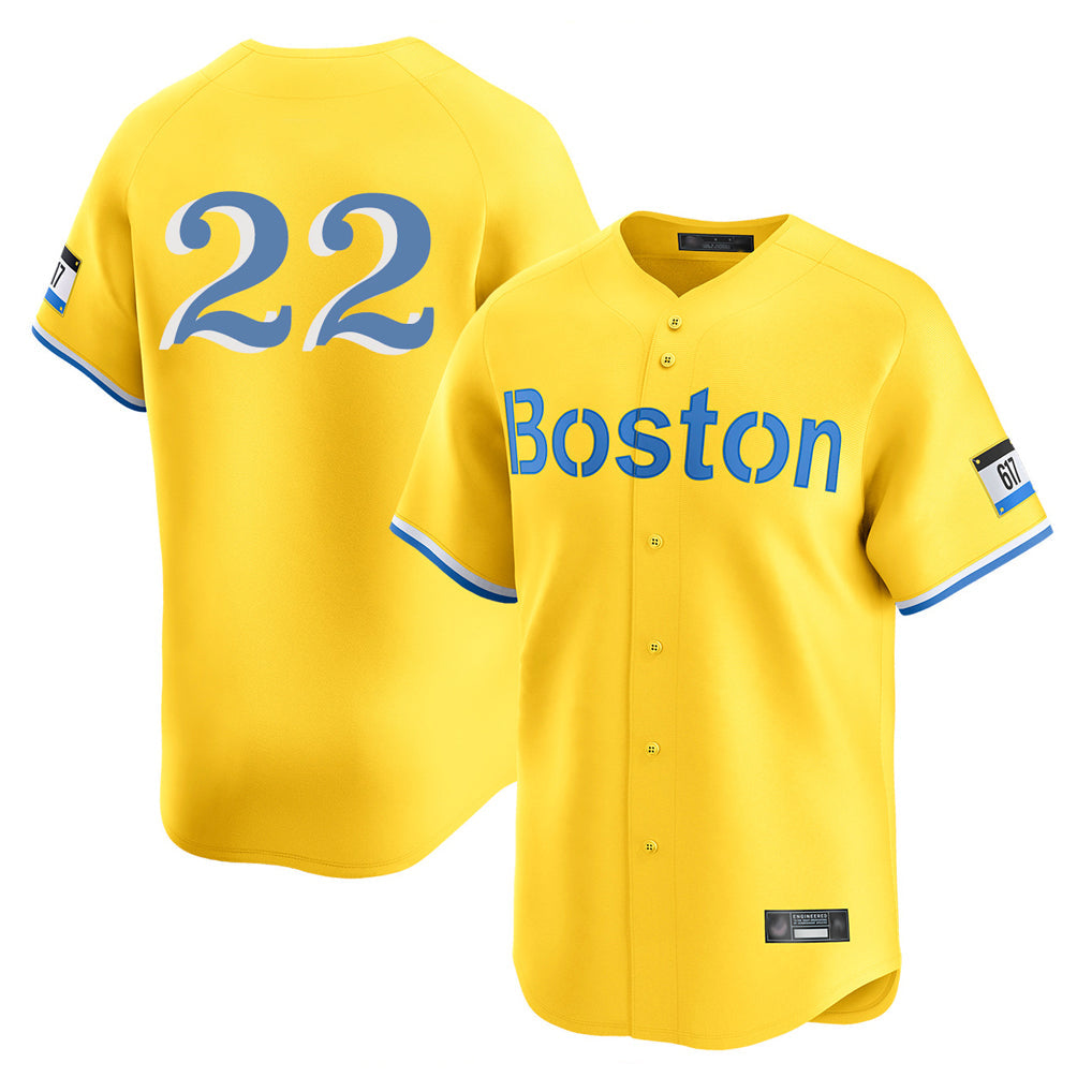 Pouc B.Red Sox #22 Garrett Whitlock Player Yellow Limited Home Game Stitched Jerseys