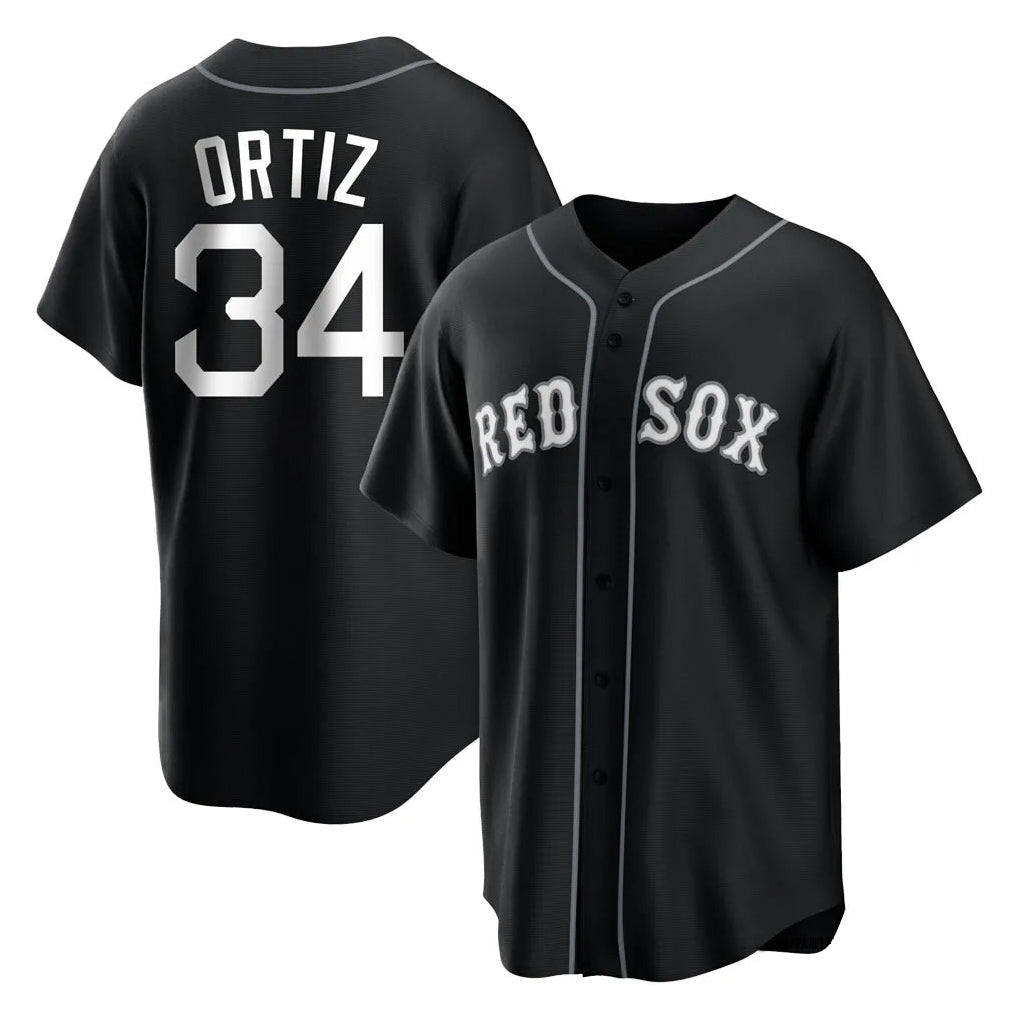 Pouc B.Red Sox #34 David Ortiz Player Black Home Game Stitched Jerseys