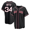 Pouc B.Red Sox #34 David Ortiz Player Black Out Home Game Stitched Jerseys