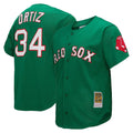Pouc B.Red Sox #34 David Ortiz Player Green Mitchell & Ness Cooperstown Collection Mesh Home Stitched Jerseys