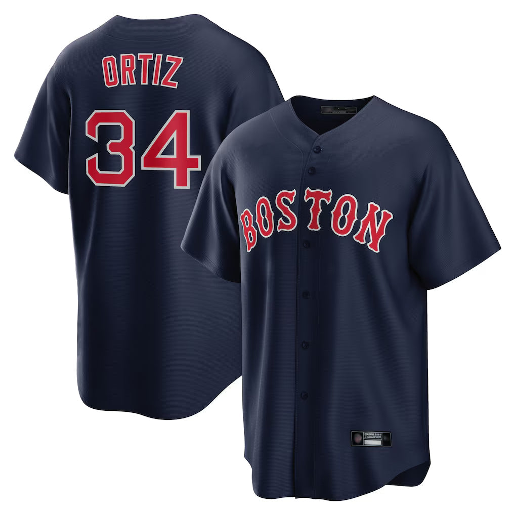 Pouc B.Red Sox #34 David Ortiz Player Navy Home Game Stitched Jerseys