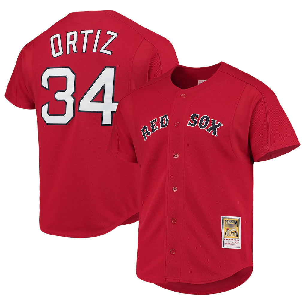 Pouc B.Red Sox #34 David Ortiz Player Red Mitchell & Ness Cooperstown Collection Home Stitched Jerseys