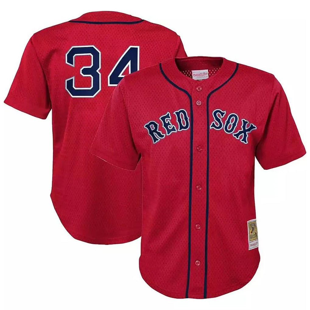 Pouc B.Red Sox #34 David Ortiz Player Red Mitchell & Ness Cooperstown Collection Mesh Home Stitched Jerseys