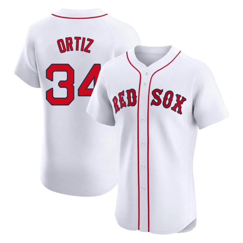 Pouc B.Red Sox #34 David Ortiz Player White Limited Elite Home Game Stitched Jerseys