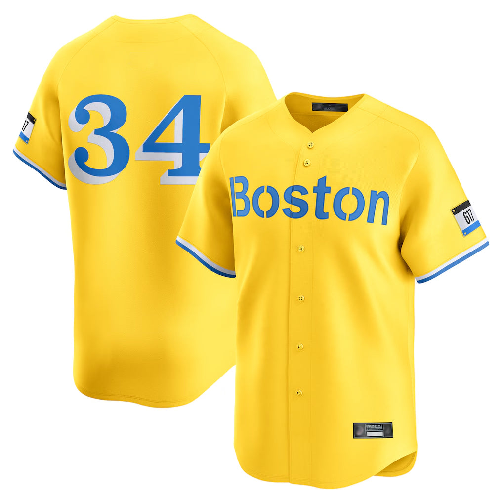 Pouc B.Red Sox #34 David Ortiz Player Yellow Limited Home Game Stitched Jerseys