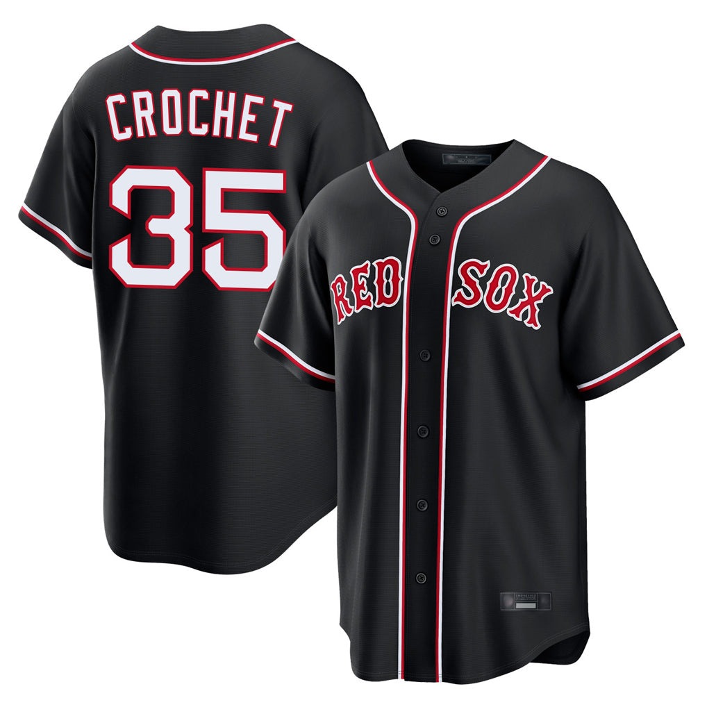 Pouc B.Red Sox #35 Garrett Crochet Player Black Out Home Game Stitched Jerseys