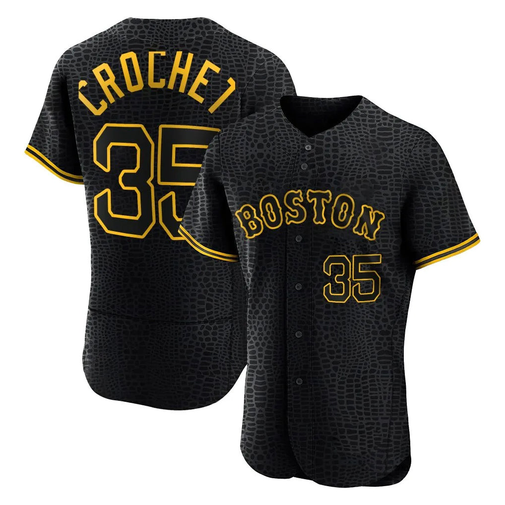 Pouc B.Red Sox #35 Garrett Crochet Player Black Snake Skin City Limited Elite Home Stitched Jerseys