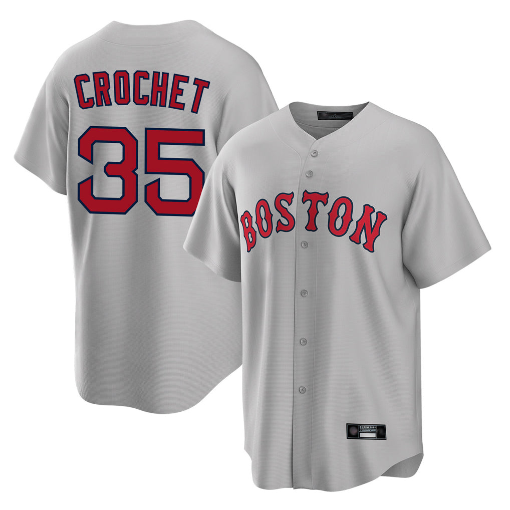 Pouc B.Red Sox #35 Garrett Crochet Player Gray Road Home Game Stitched Jerseys
