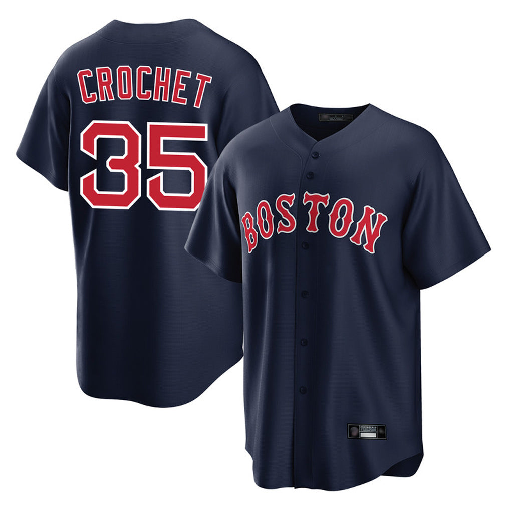 Pouc B.Red Sox #35 Garrett Crochet Player Navy Home Game Stitched Jerseys