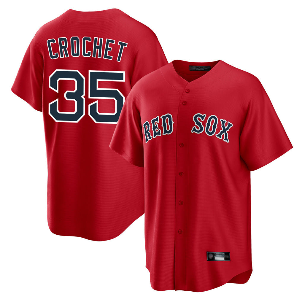 Pouc B.Red Sox #35 Garrett Crochet Player Red Home Game Stitched Jerseys