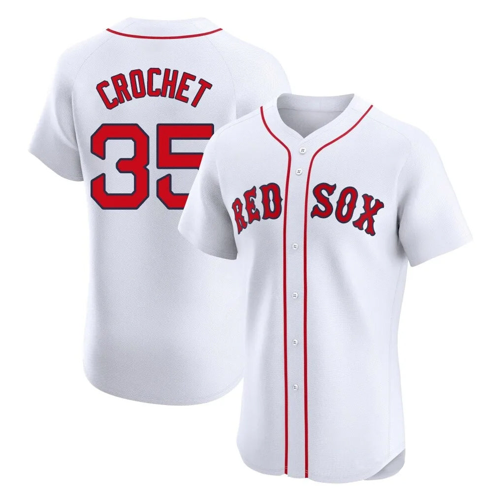 Pouc B.Red Sox #35 Garrett Crochet Player White Limited Elite Home Game Stitched Jerseys
