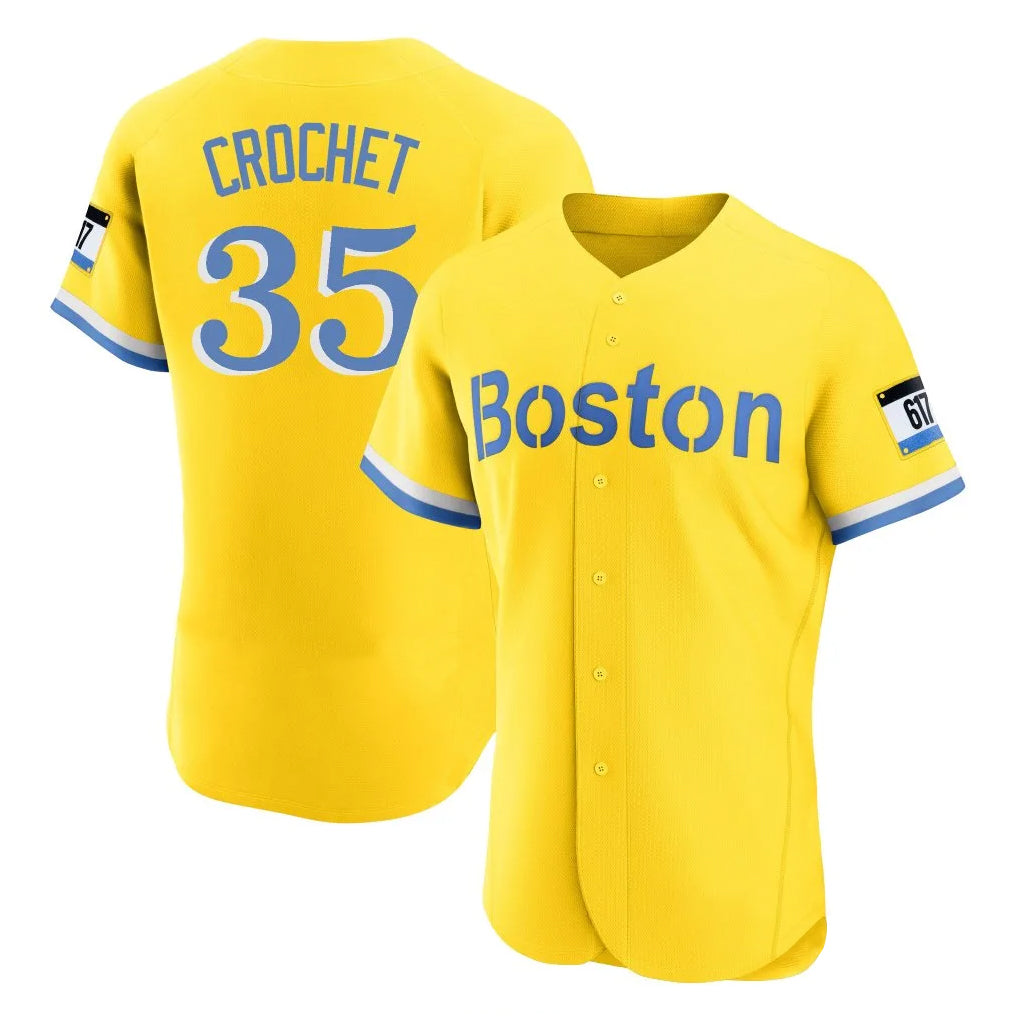 Pouc B.Red Sox #35 Garrett Crochet Player Yellow Limited Elite Home Game Stitched Jerseys