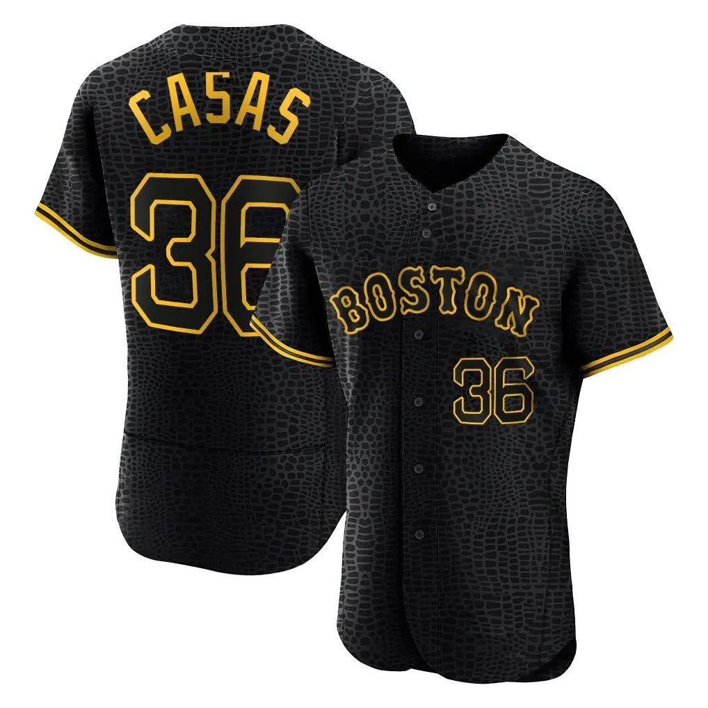 Pouc B.Red Sox #36 Triston Casas Player Black Snake Skin City Limited Elite Home Stitched Jerseys