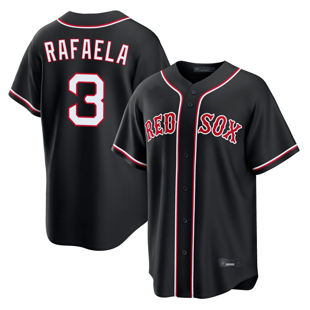 Pouc B.Red Sox #3 Ceddanne Rafaela Player Black Out Home Game Stitched Jerseys