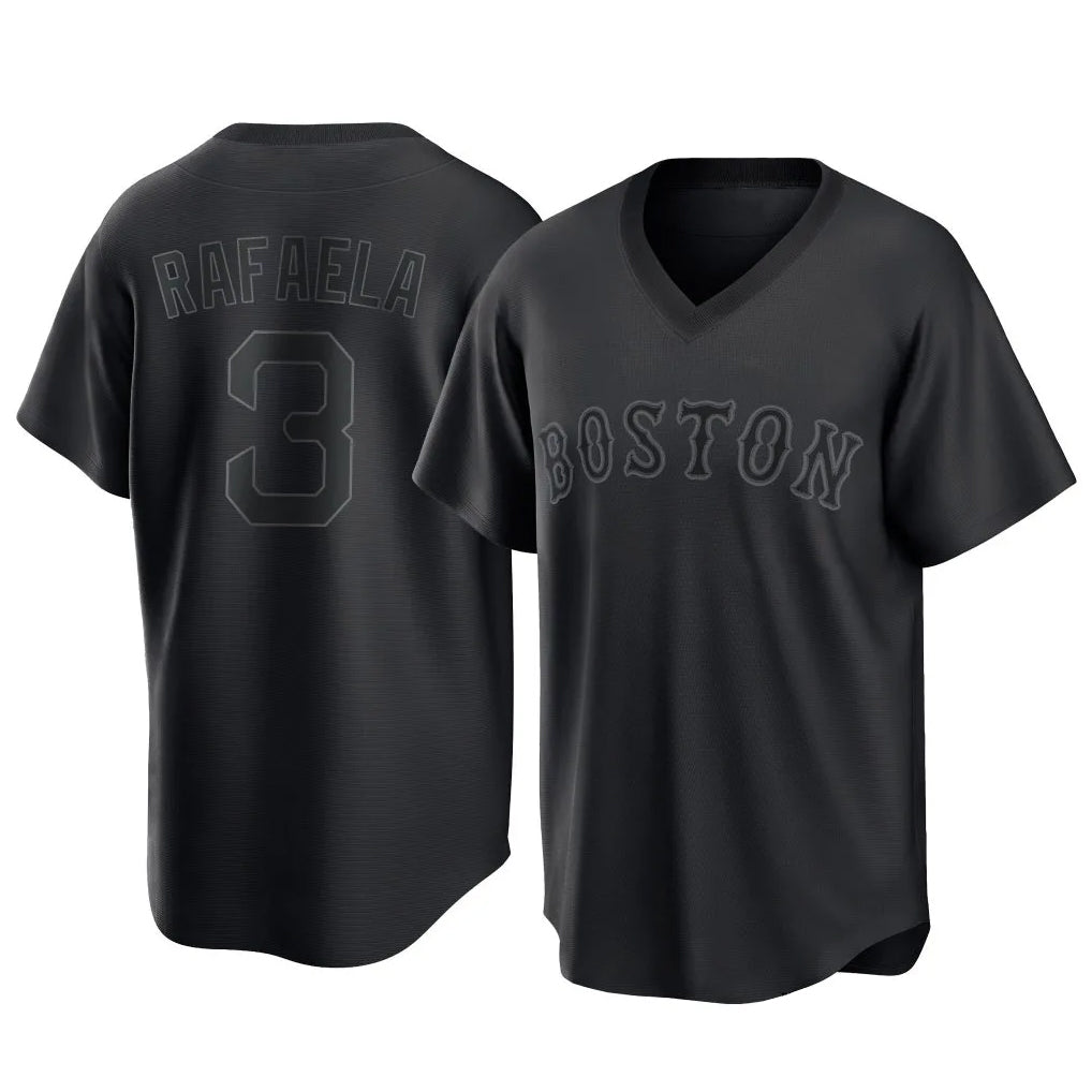 Pouc B.Red Sox #3 Ceddanne Rafaela Player Black T-shirt Home Game Stitched Jerseys