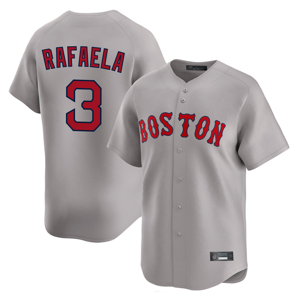 Pouc B.Red Sox #3 Ceddanne Rafaela Player Gray Road Limited Home Game Stitched Jersey