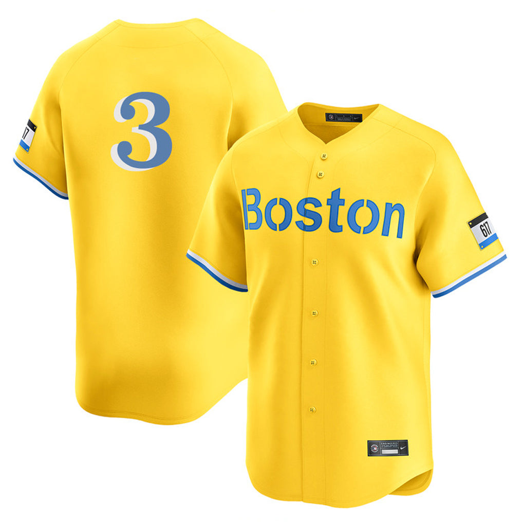 Pouc B.Red Sox #3 Ceddanne Rafaela Player Yellow Limited Home Game Stitched Jersey