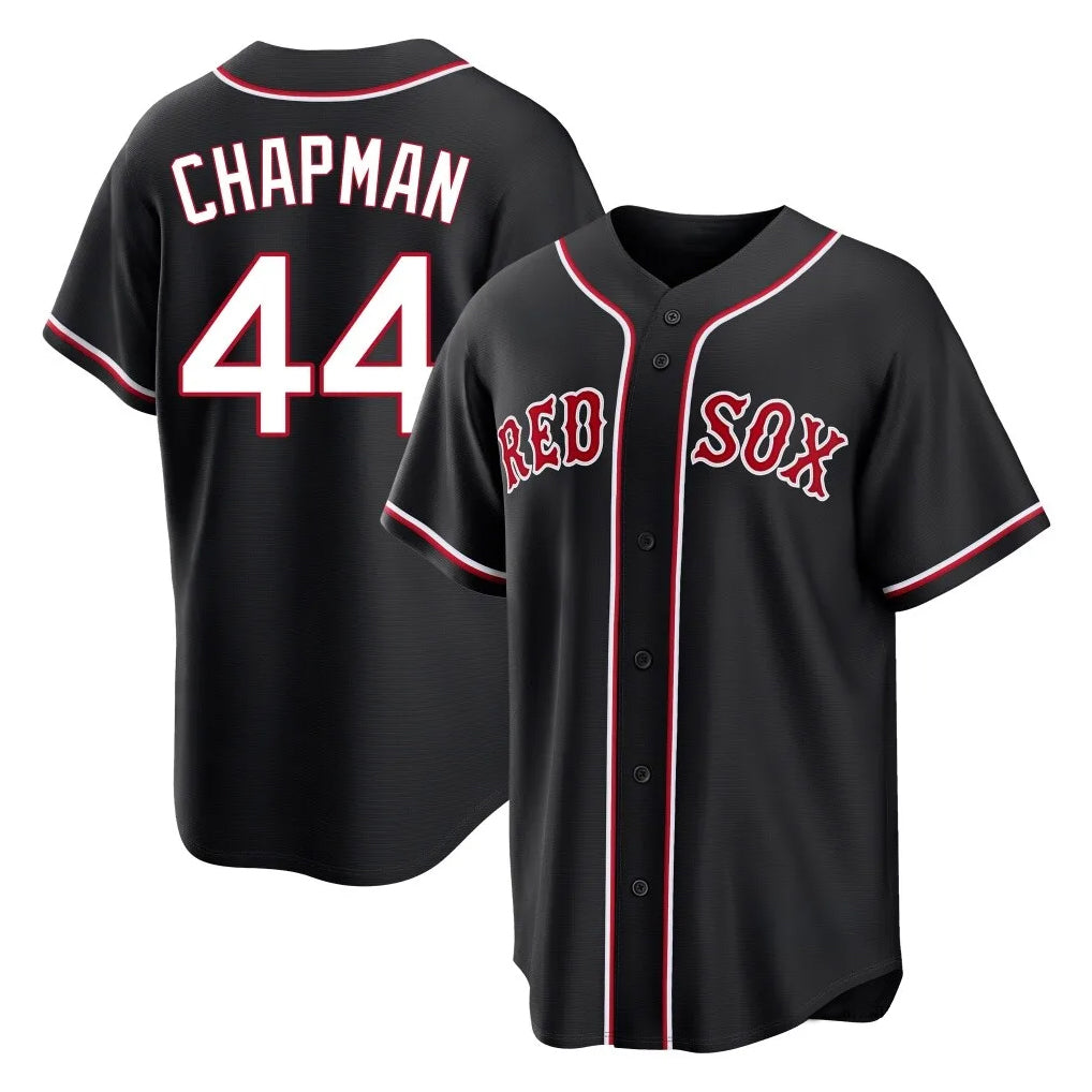 Pouc B.Red Sox #44 Aroldis Chapman Player Black Out Home Game Stitched Jerseys