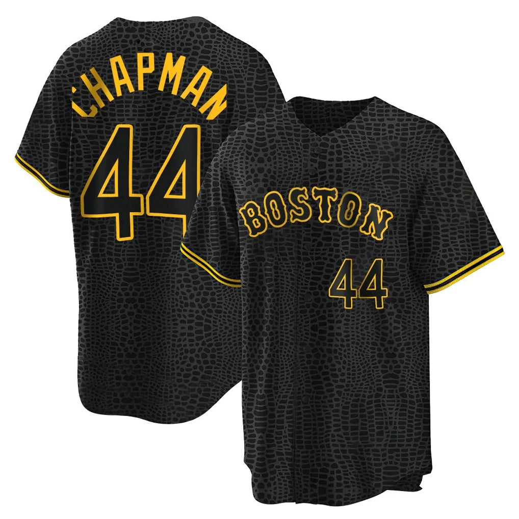 Pouc B.Red Sox #44 Aroldis Chapman Player Black Snake Skin City Home Game Stitched Jerseys