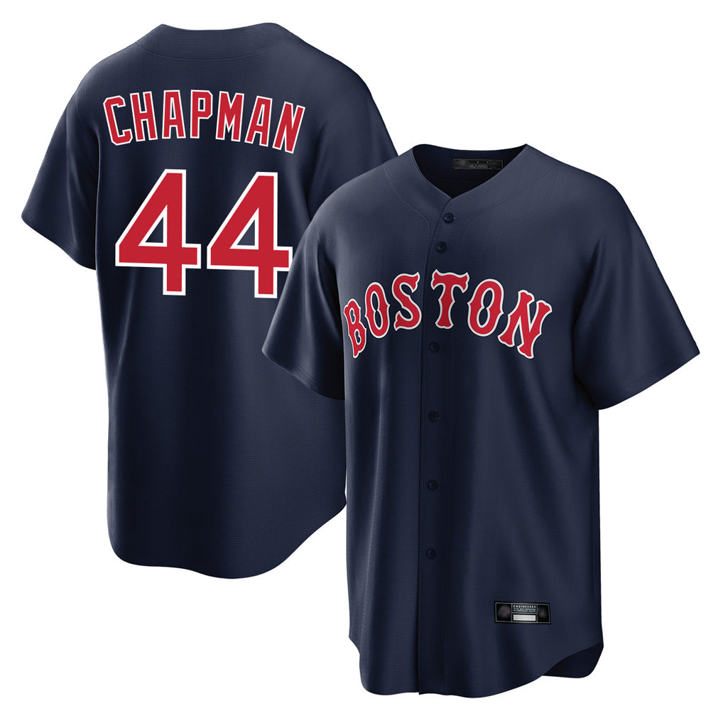 Pouc B.Red Sox #44 Aroldis Chapman Player Navy Home Game Stitched Jerseys