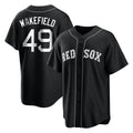 Pouc B.Red Sox #49 Tim Wakefield Player Black Home Game Stitched Jerseys