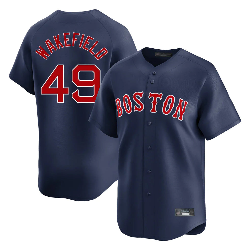 Pouc B.Red Sox #49 Tim Wakefield Player Navy Limited Home Game Stitched Jerseys