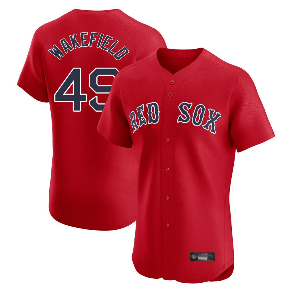 Pouc B.Red Sox #49 Tim Wakefield Player Red Limited Elite Home Game Stitched Jerseys